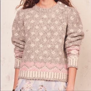 LoveShackFancy Gray and‎ Pink Sweater